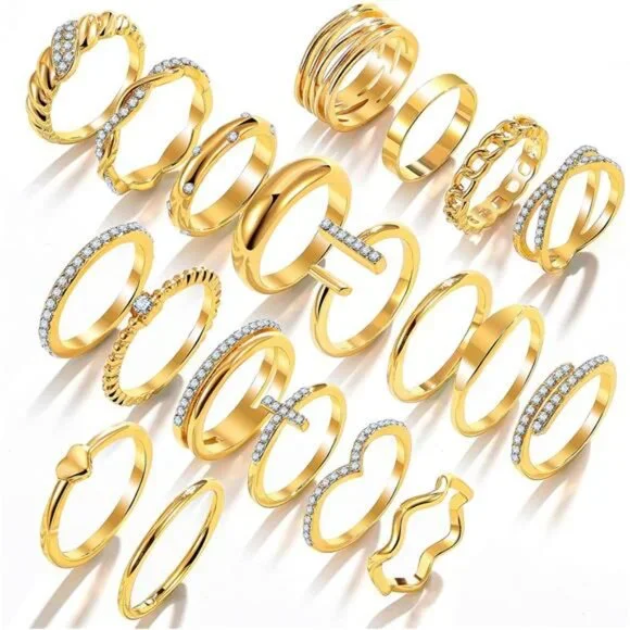 Gold Knuckle Rings Set for Women - Dainty and Trendy Finger Rings Pack - Picture 5 of 7